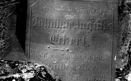 Płyta nagrobna Johanny Auguste Erkert na cmentarzu poniemieckim w Buchałowie