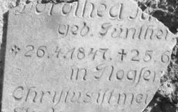 Fragment płyty nagrobnej Dorothei NN z domu Güntherna cmentarzu poniemieckim w Kijach